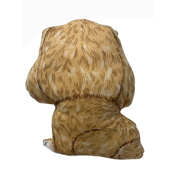 Vintage Dog Shaped Stuffed Pillow Brown Tan White Decorative Accent Cushion - Picture 2 of 3